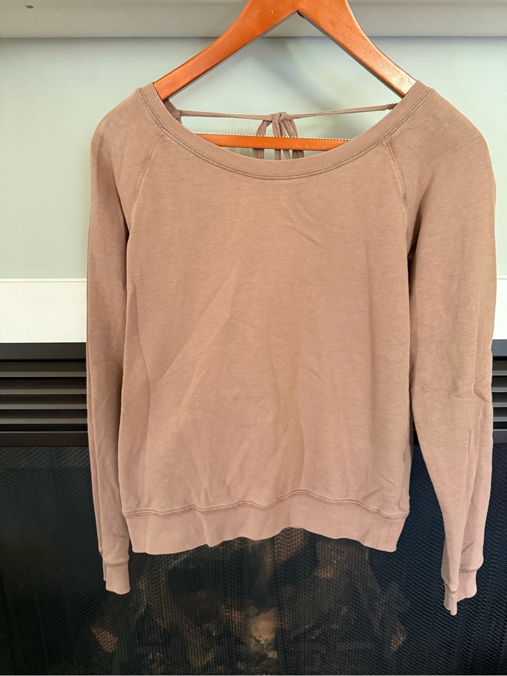 Juicy Couture brown/taupe color long sleeve sweatshirt with a open back. Size L